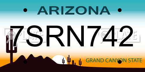 7SRN742 Arizona License Plate