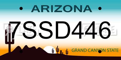 7SSD446 Arizona License Plate