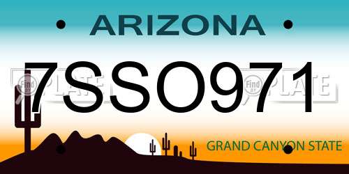 7SSO971 Arizona License Plate