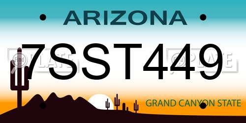 7SST449 Arizona License Plate