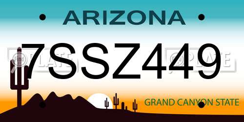 7SSZ449 Arizona License Plate
