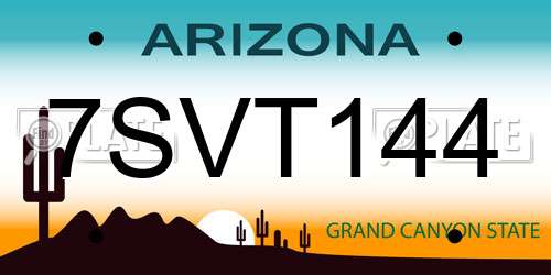 7SVT144 Arizona License Plate