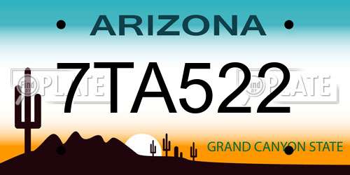 7TA522 Arizona License Plate