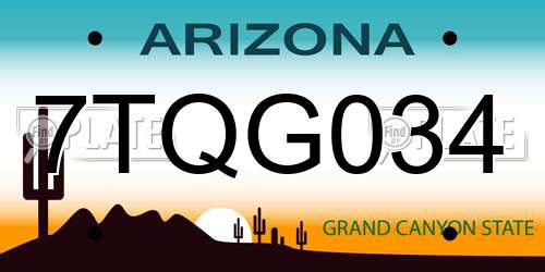 7TQG034 Arizona License Plate