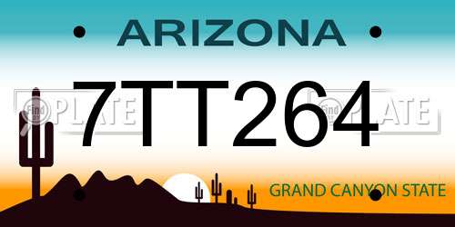 7TT264 Arizona License Plate