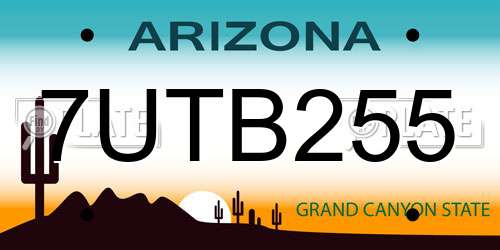 7UTB255 Arizona License Plate