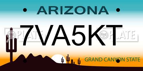 7VA5KT Arizona License Plate