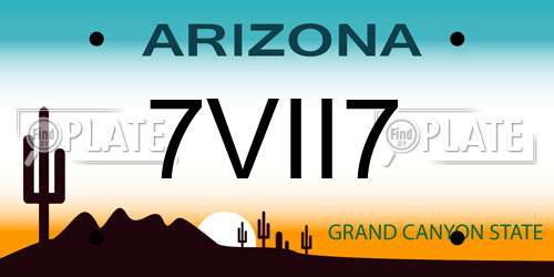 7VII7 Arizona License Plate