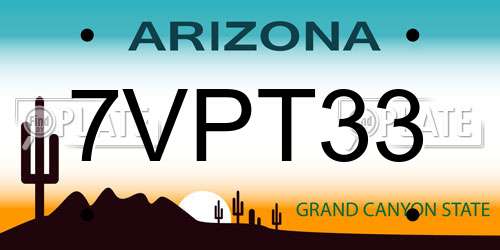 7VPT33 Arizona License Plate