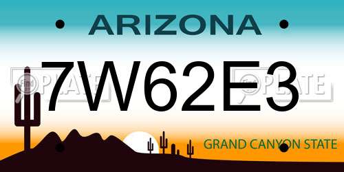7W62E3 Arizona License Plate