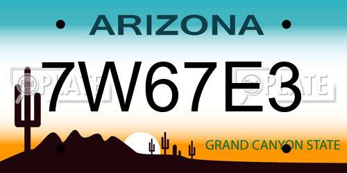 7W67E3 Arizona License Plate