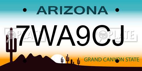7WA9CJ Arizona License Plate