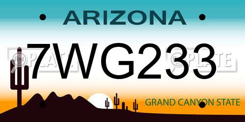 7WG233 Arizona License Plate