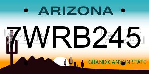 7WRB245 Arizona License Plate