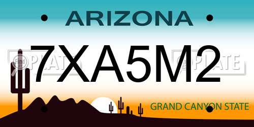 7XA5M2 Arizona License Plate