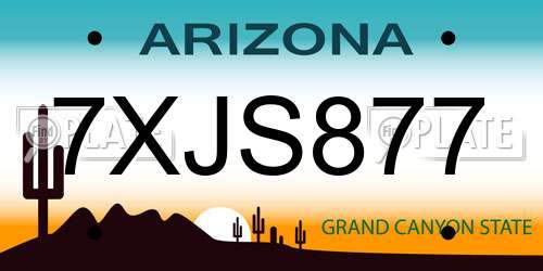 7XJS877 Arizona License Plate