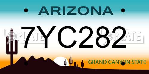 7YC282 Arizona License Plate