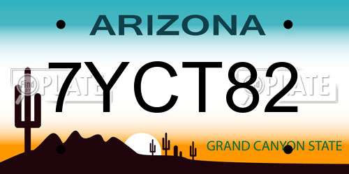 7YCT82 Arizona License Plate