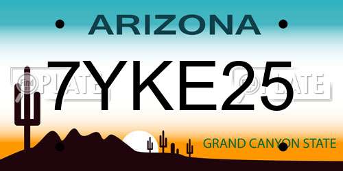 7YKE25 Arizona License Plate