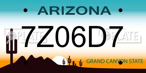 7Z06D7 Arizona License Plate
