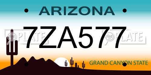 7ZA577 Arizona License Plate