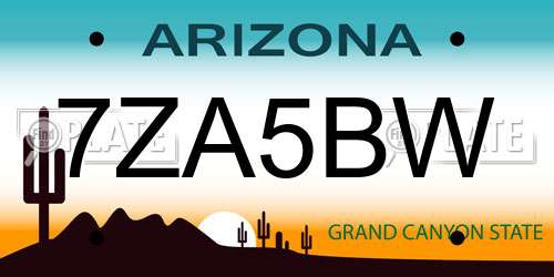 7ZA5BW Arizona License Plate