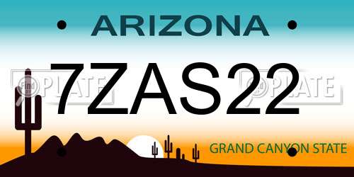 7ZAS22 Arizona License Plate