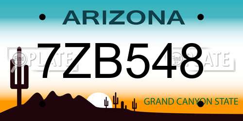 7ZB548 Arizona License Plate