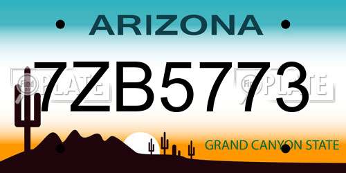 7ZB5773 Arizona License Plate