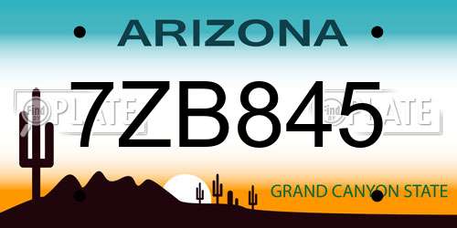7ZB845 Arizona License Plate