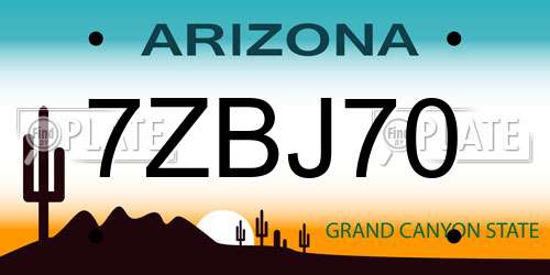 7ZBJ70 Arizona License Plate