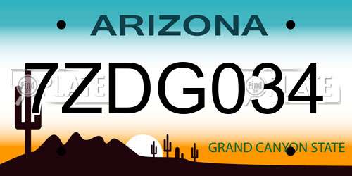 7ZDG034 Arizona License Plate