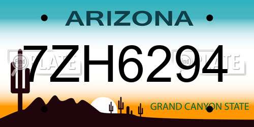 7ZH6294 Arizona License Plate