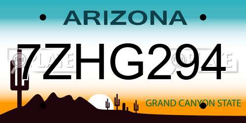 7ZHG294 Arizona License Plate