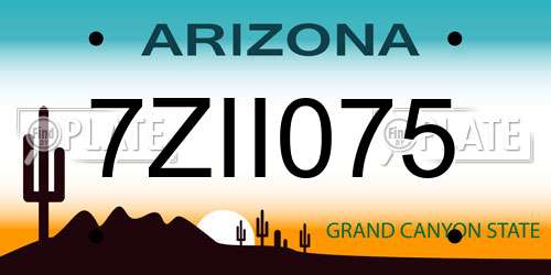 7ZII075 Arizona License Plate