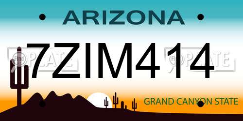 7ZIM414 Arizona License Plate