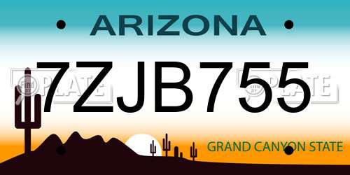 7ZJB755 Arizona License Plate