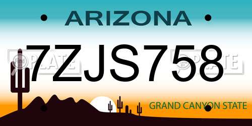 7ZJS758 Arizona License Plate