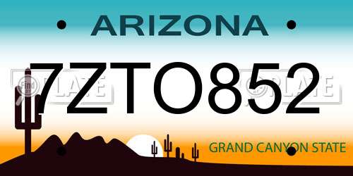 7ZTO852 Arizona License Plate