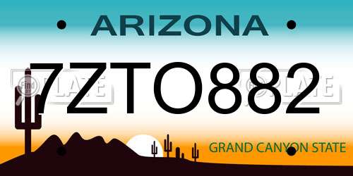 7ZTO882 Arizona License Plate