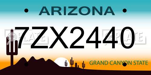 7ZX2440 Arizona License Plate