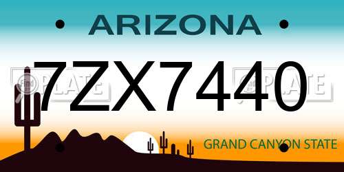 7ZX7440 Arizona License Plate