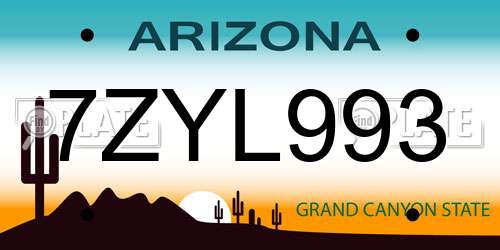 7ZYL993 Arizona License Plate