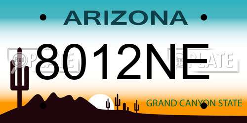 8012NE Arizona License Plate