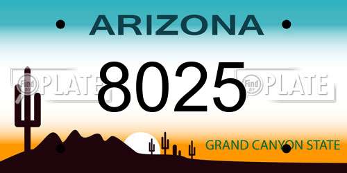 8025 Arizona License Plate