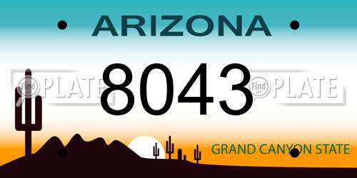 8043 Arizona License Plate