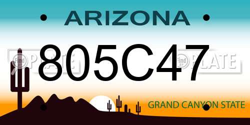 805C47 Arizona License Plate