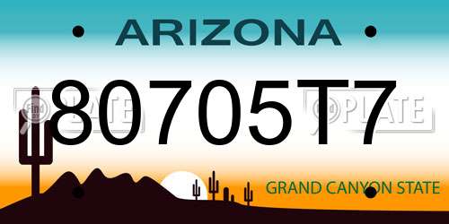80705T7 Arizona License Plate