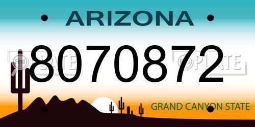 8070872 Arizona License Plate