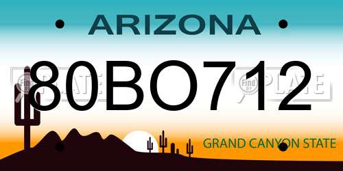 80BO712 Arizona License Plate